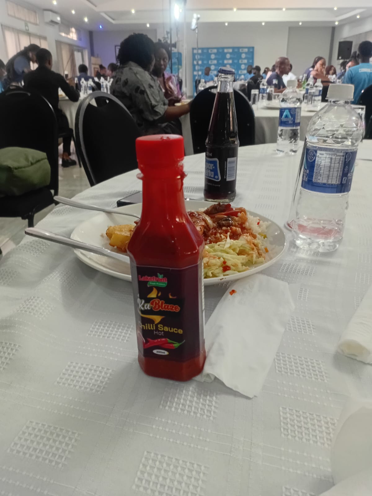 KaBlaze Hot Chilli Sauce on display at event table