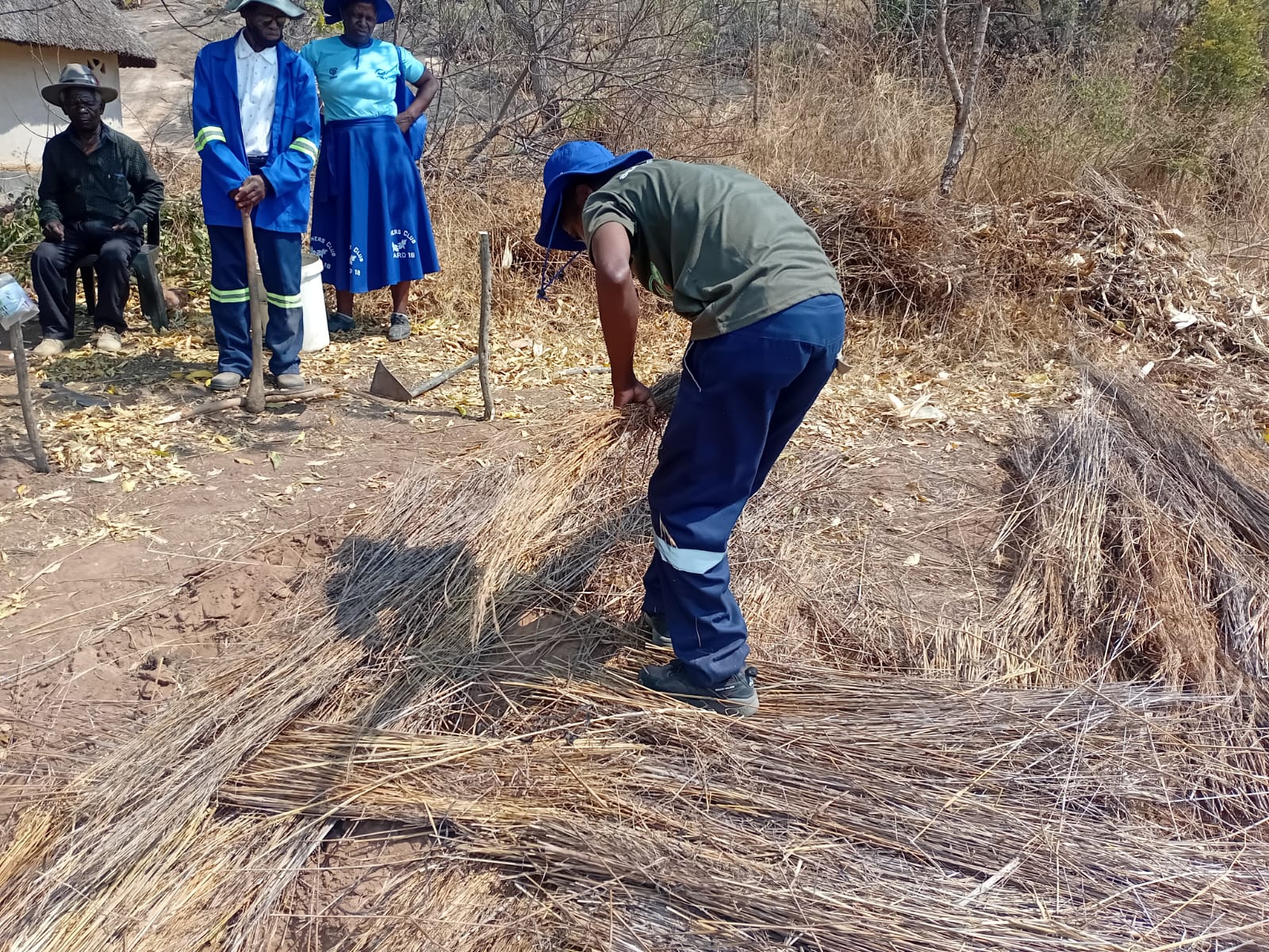 Farmer laying mulch